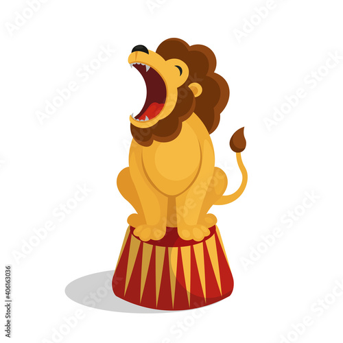 Cartoon circus lion. Vector illustration