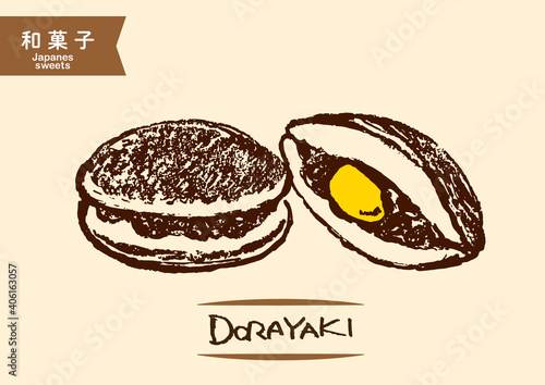どら焼きのイラスト、和菓子