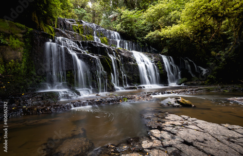 The spectacular Purakaunui Falls in New Zealand. 