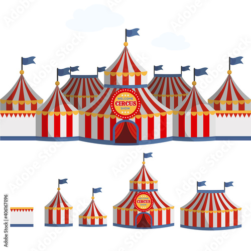 Circus tent cartoon vector illustration.