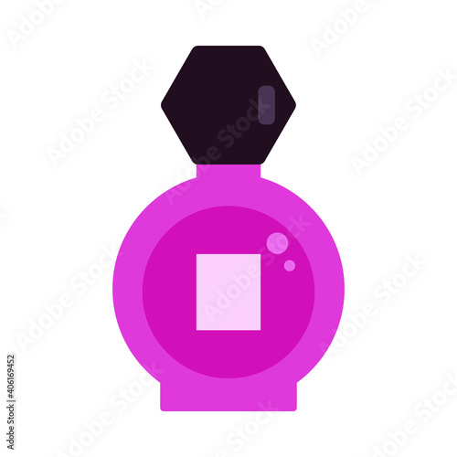 Perfume bottle for women in a flat style isolated on white background