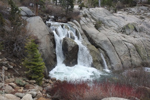 Beautiful waterfall seen off the Sonora Pass, California State Route 108, Sierra Nevada Mountains.