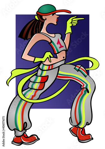 Vector fashion illustration of sprinter strong active sportsman runner girl, winning competitions, isolated on white background.