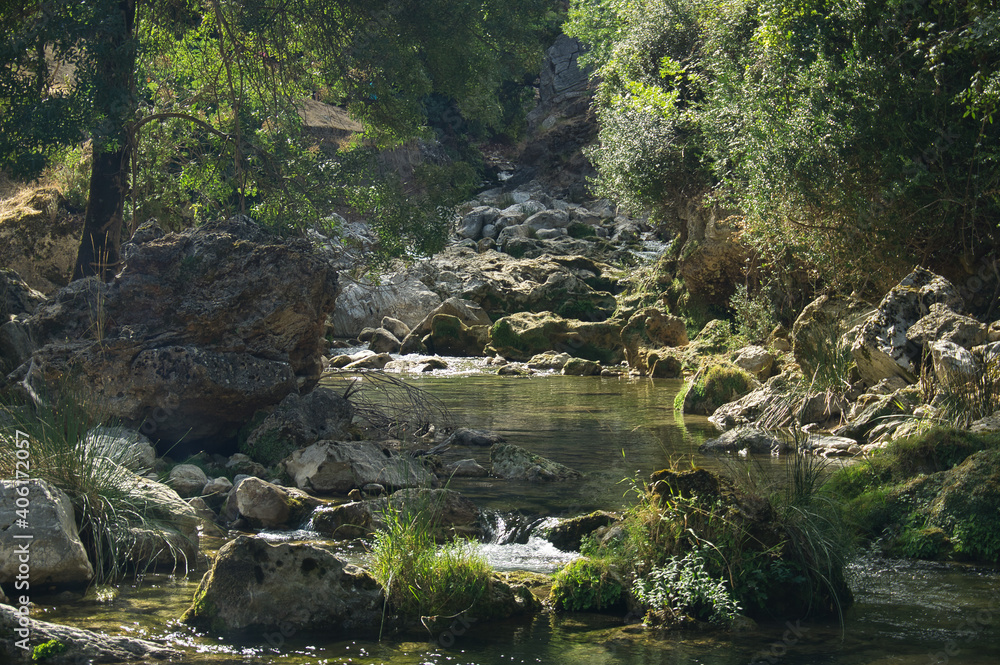 Naklejka premium view of the source of the river Borosa located in the Natural Park of the Sierras de Cazorla, Segura and las Villas, Andalucia, Spain.