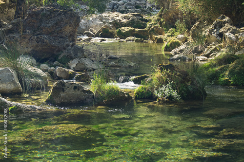 view of the source of the river Borosa located in the Natural Park of the Sierras de Cazorla  Segura and las Villas  Andalucia  Spain.