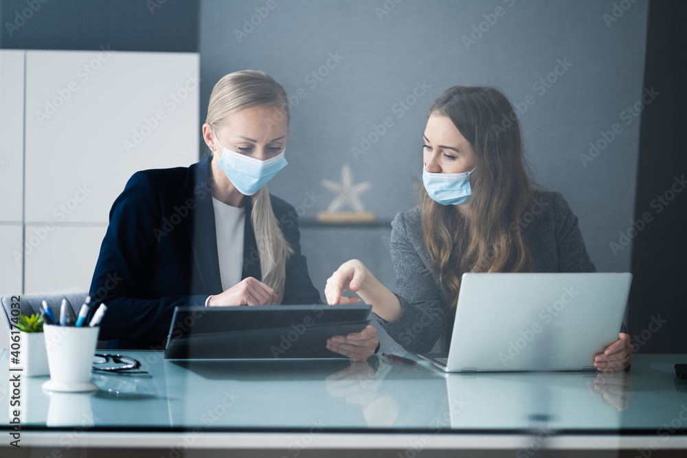 Business Analyst Workers Working At Office Desk Business Analyst Workers Working At Office Desk