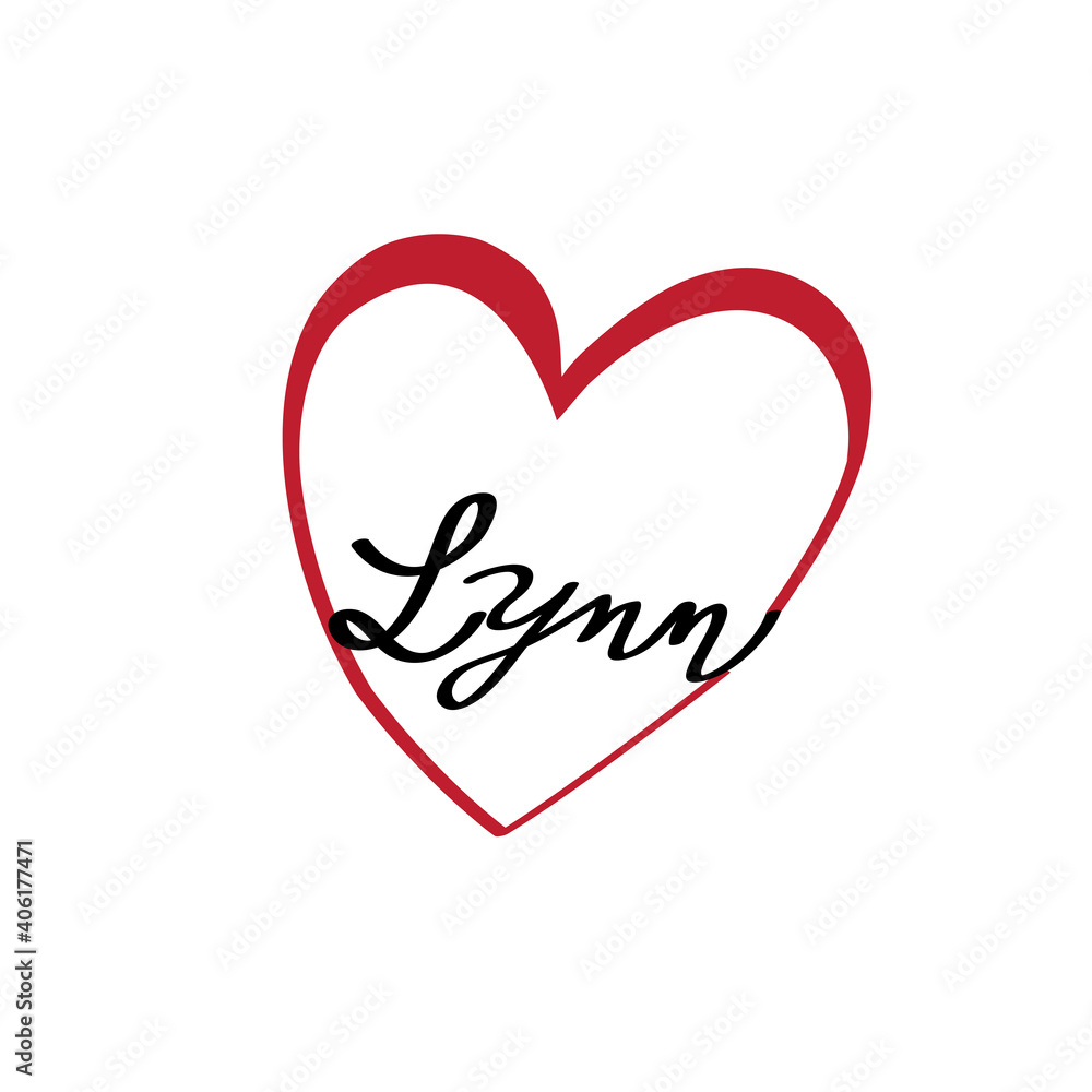 Lynn name. Valentines love heart logo vector