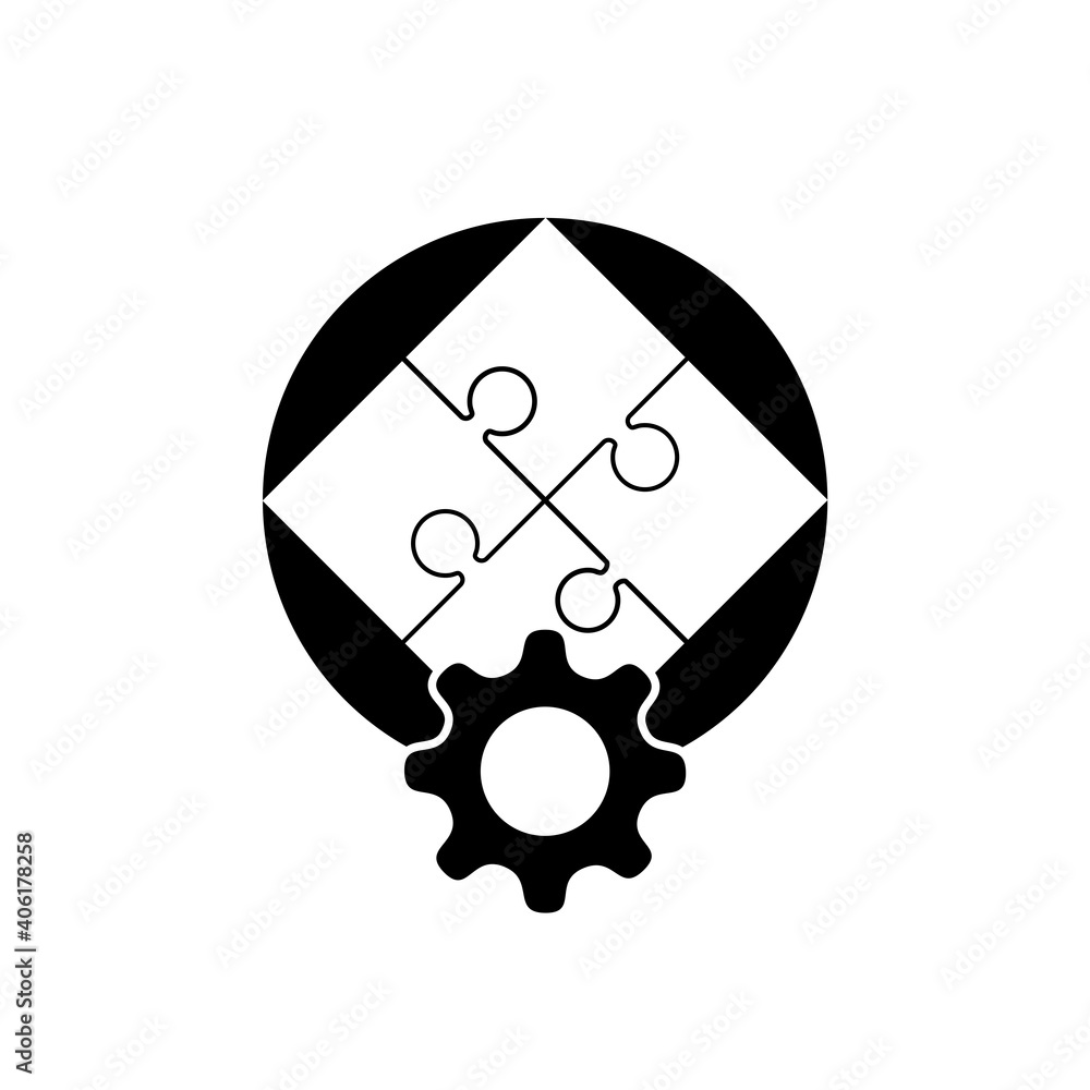 Puzzle Game And Gear icon isolated on white background Puzzle Game And Gear icon isolated on white background