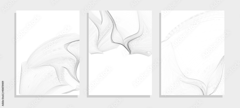 wavy lines template vector background set