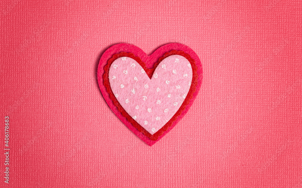 Simple Background with Felt Love Hearts on Pink Background Simple Background with Felt Love Hearts on Pink Background