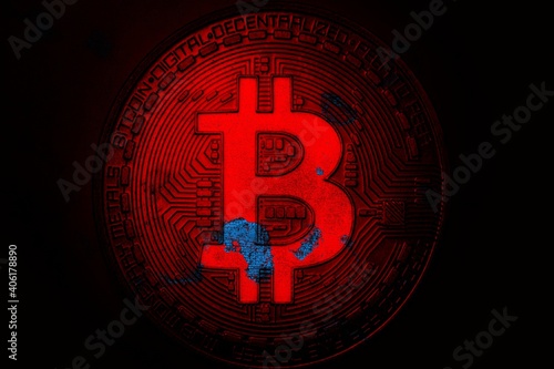 Bitcoin on abstract background. Bitcoin. Cryptocurrency background conception.