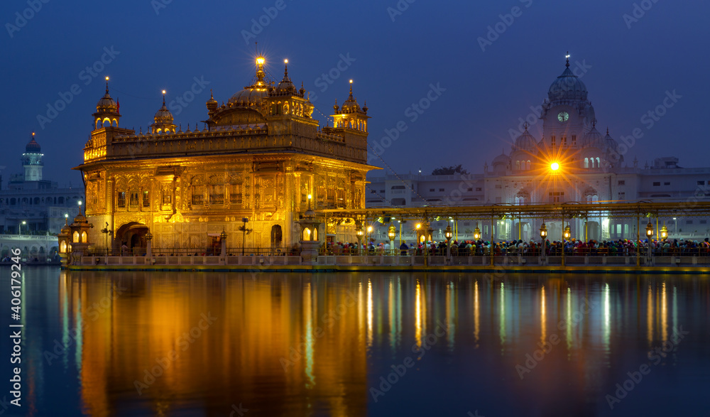 Illuminated Golden Temple, Sri Harmandir Sahib, Amritsar, India 