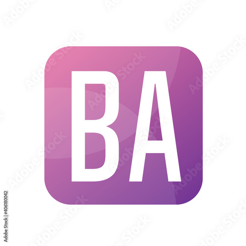 BA Letter Logo Design With Simple style