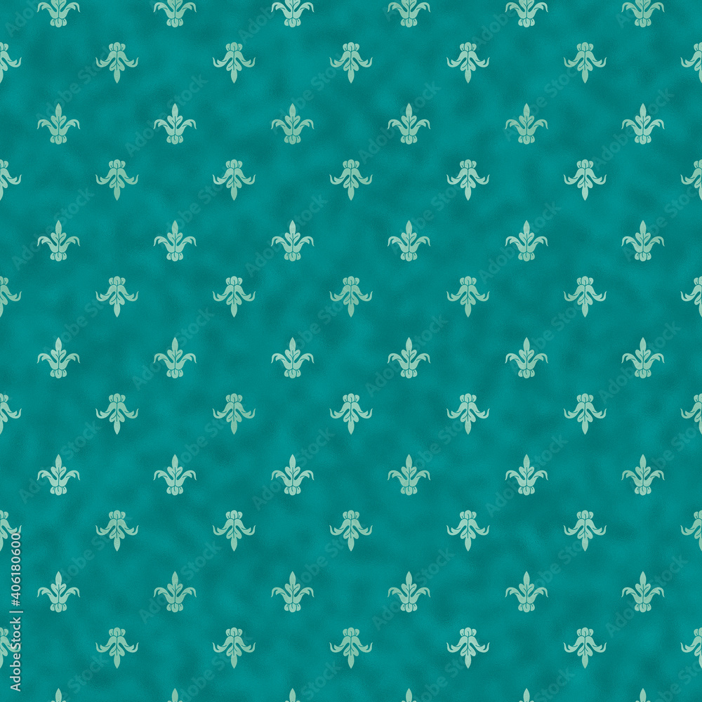 Damask foil texture seamless pattern light teal leaves turquoise background Damask foil texture seamless pattern light teal leaves turquoise background