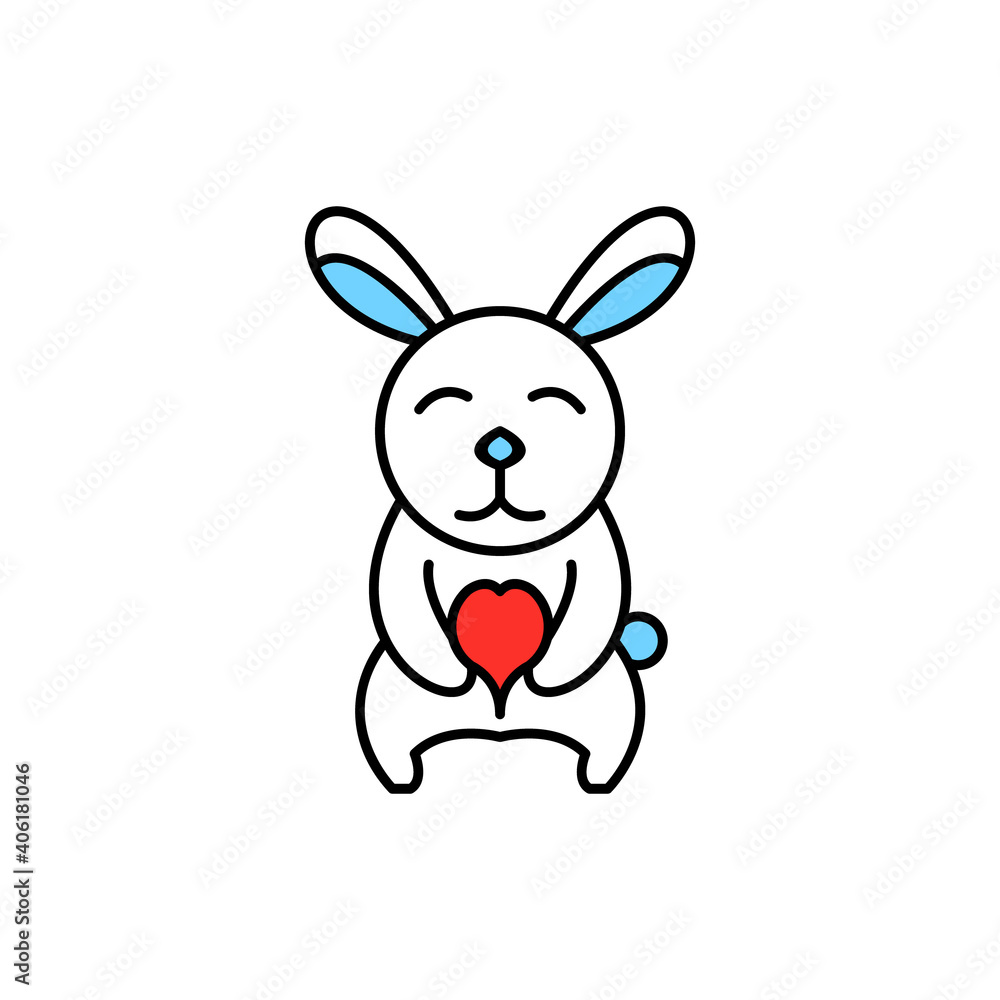 Rabbit with heart concept design vector template