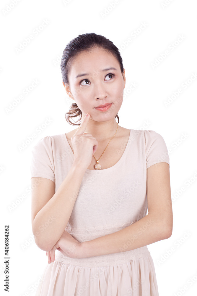 Portrait of a Young woman standing with smiling Portrait of a Young woman standing with smiling