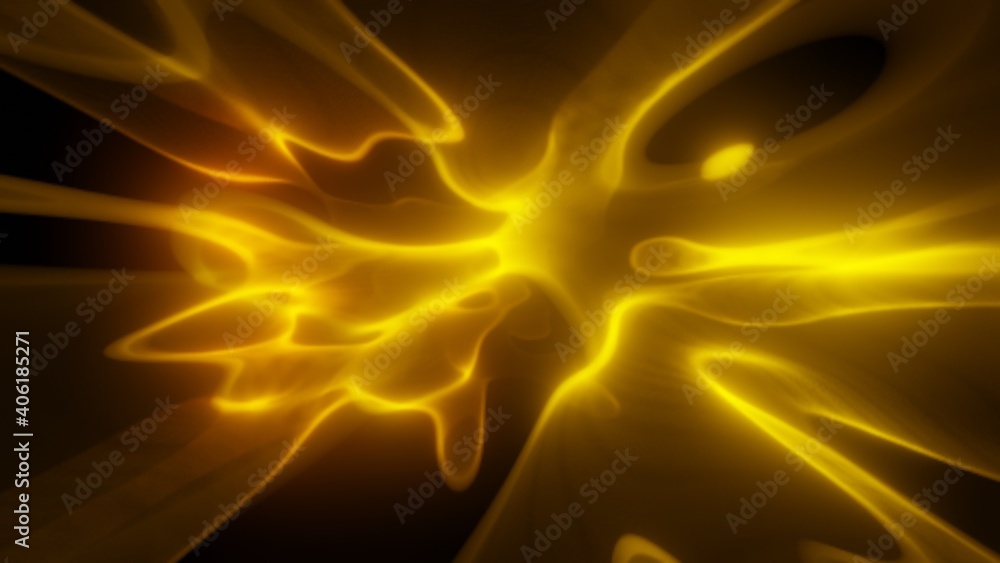 Abstract golden gradient smoke background illustration. 3D rendering smoke with soft shape illustration.
