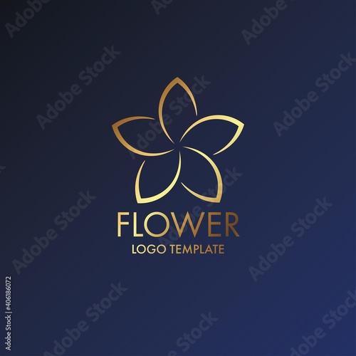 Beautiful flower gold luxury decoration vector logo