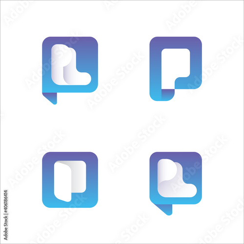 Logo initial letter P L or PL modern digital pay later technology wallet bundle