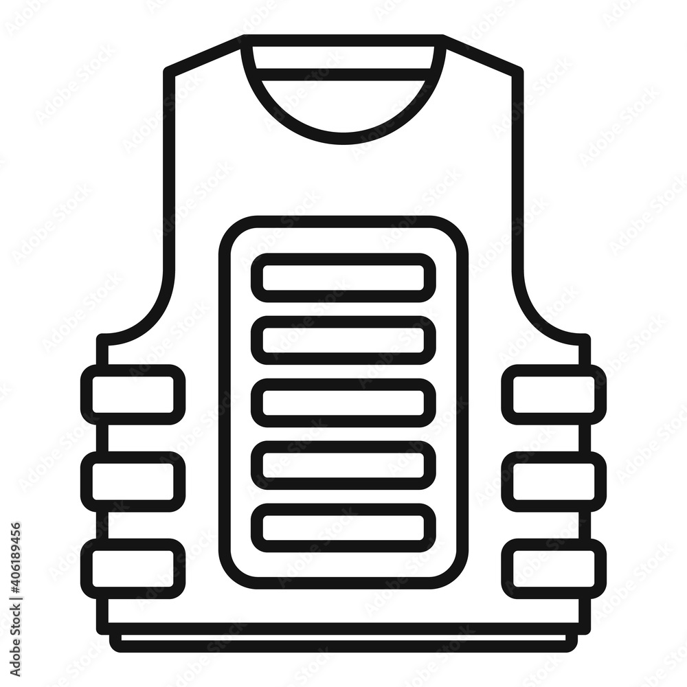 Bulletproof vest icon. Outline bulletproof vest vector icon for web design isolated on white background