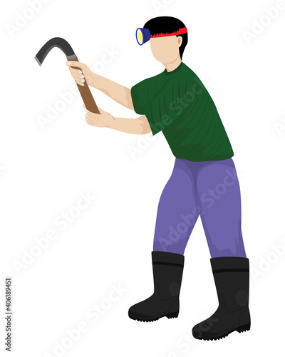 agriculturist Rubber tapping  cartoon shape vector design