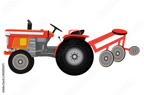 isolated tractor on white background vector design