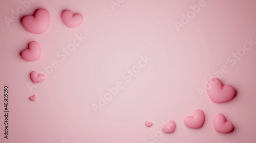 Elegance background of celebration valentine day. Romantic design in pink color with hearts. Copy space for text.