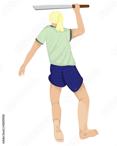 Ancient strong man warrior cartoon shape vector design