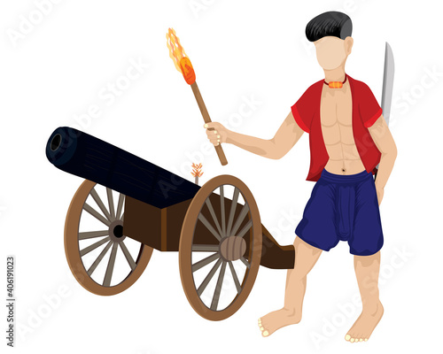 Ancient strong man warrior cartoon shape vector design