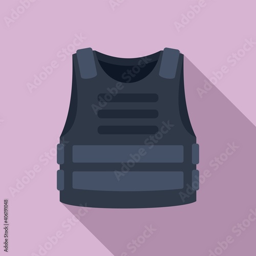 Policeman bulletproof icon. Flat illustration of policeman bulletproof vector icon for web design