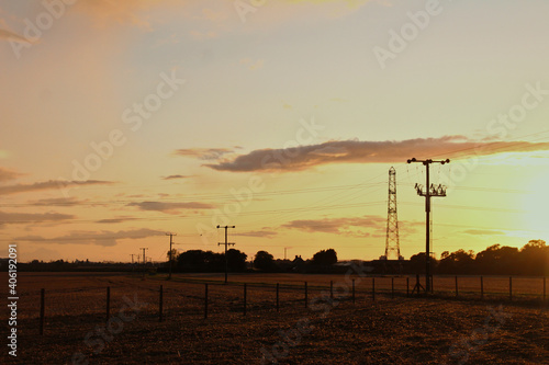 Farmland Skyline at Sunset