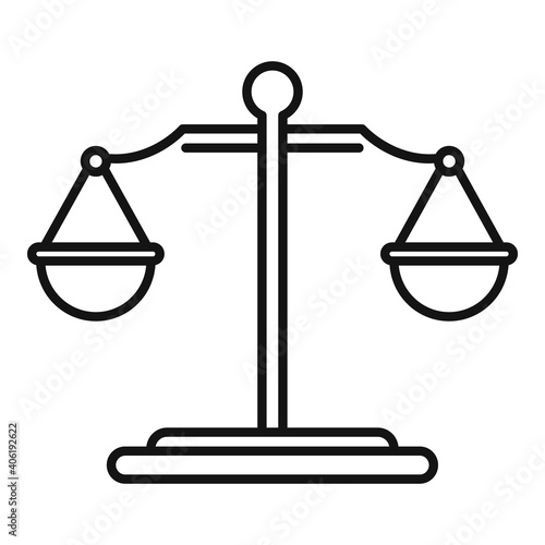 Judge balance icon. Outline judge balance vector icon for web design isolated on white background
