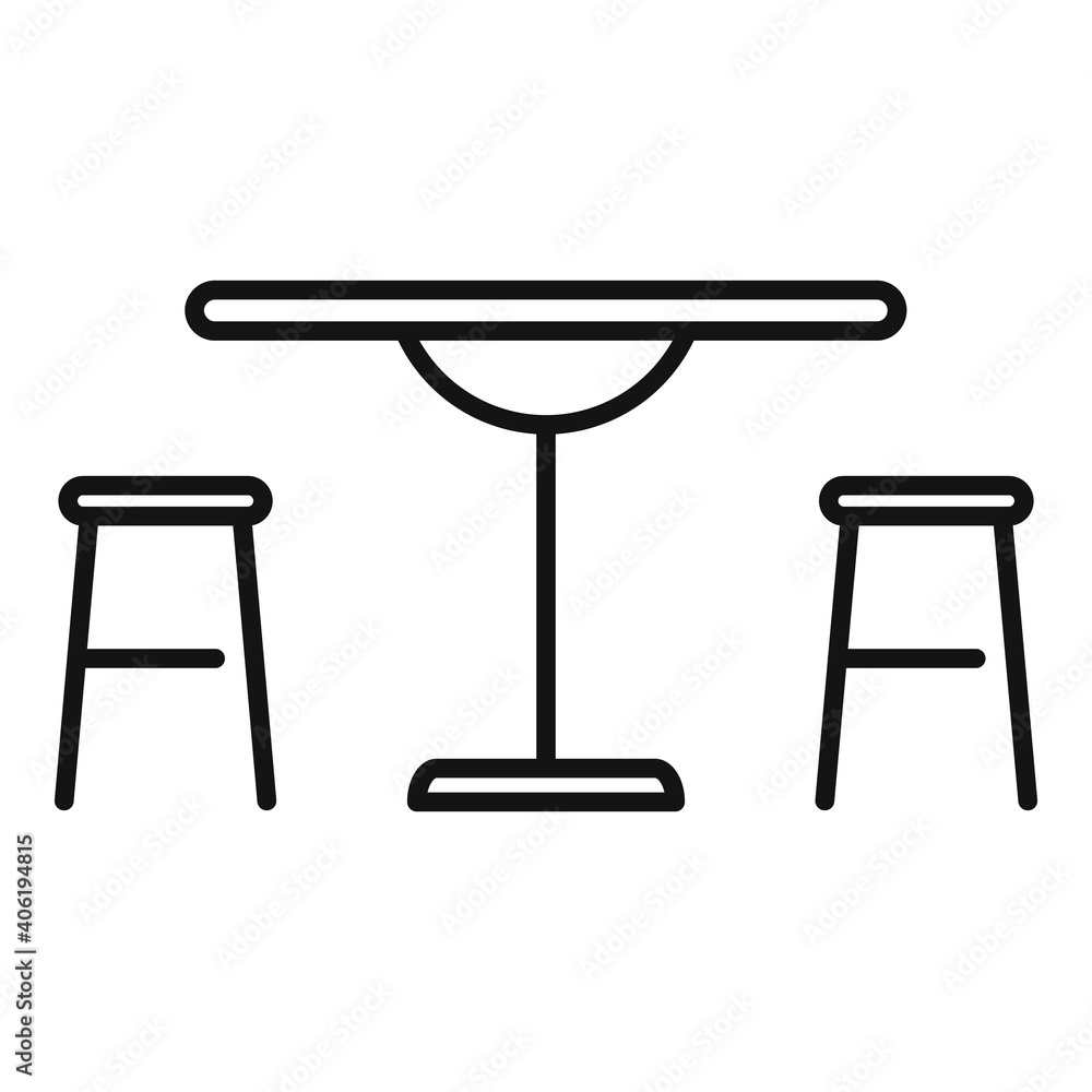 Street cafe table icon. Outline street cafe table vector icon for web design isolated on white background Street cafe table icon. Outline street cafe table vector icon for web design isolated on white background