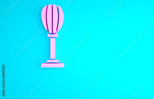 Pink Punching bag icon isolated on blue background. Minimalism concept. 3d illustration 3D render.