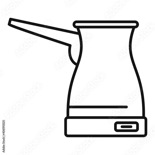 Metal coffee pot icon. Outline metal coffee pot vector icon for web design isolated on white background