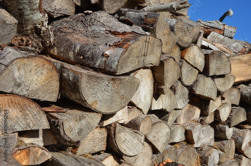 Wallpaper Mural Close up of cut and stacked wood pile, stored for use during the cold winter months. Torontodigital.ca
