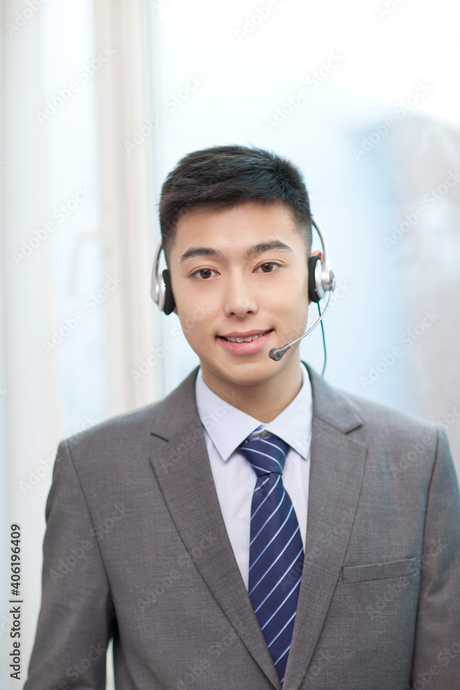 Portrait of young Business man wearing headphones Portrait of young Business man wearing headphones