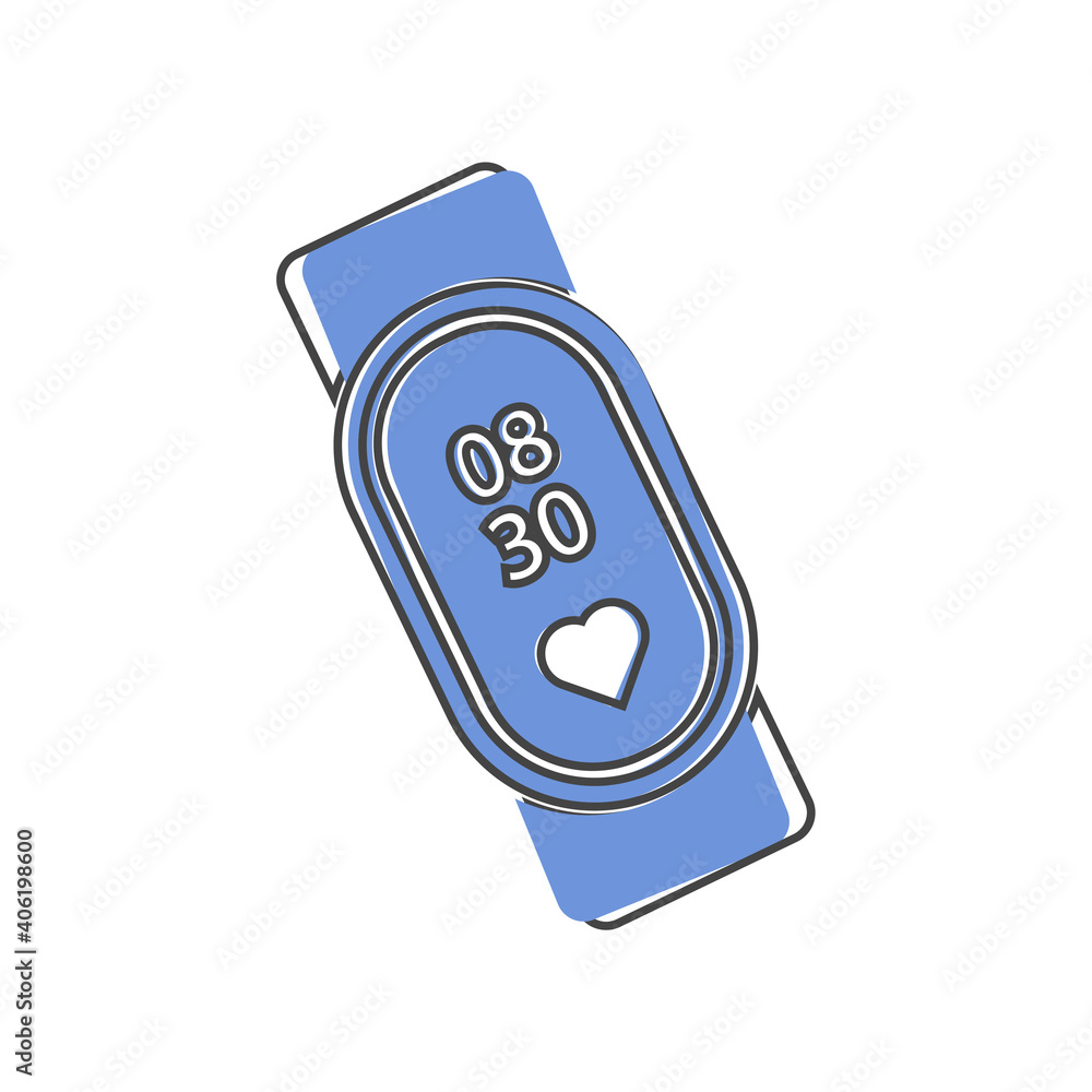 Fitness Bracelet Vector Icon on cartoon style white isolated background. Fitness Bracelet Vector Icon on cartoon style white isolated background.