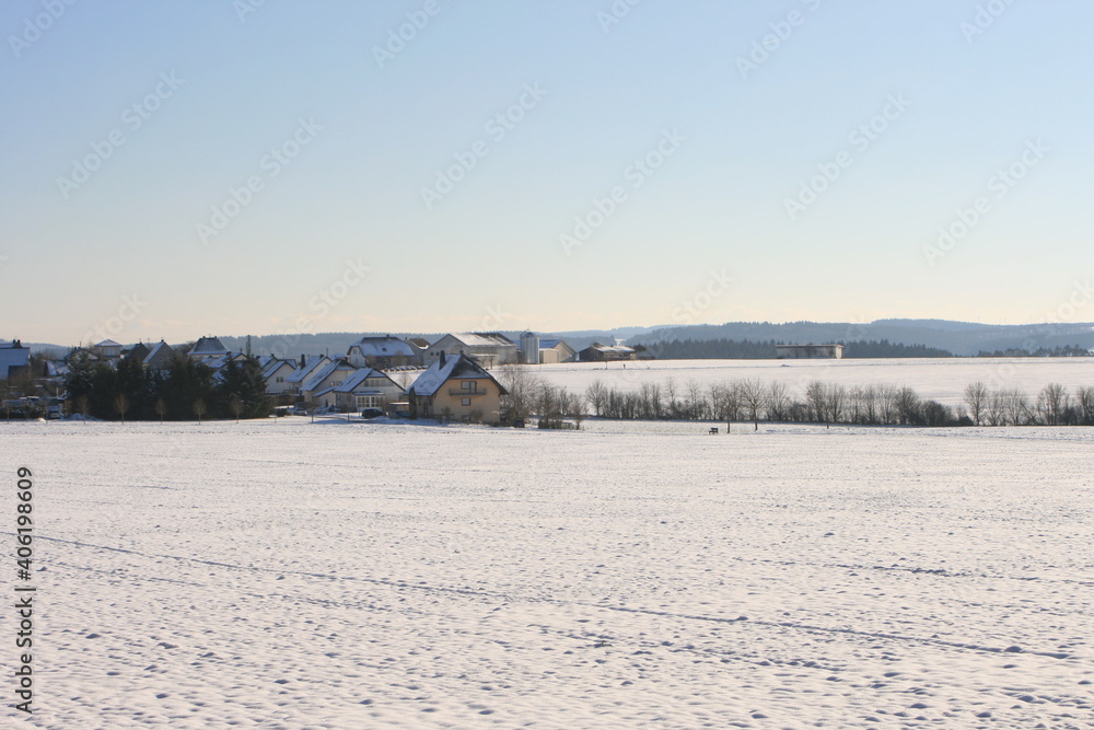 Hunsrück im Schnee. Winterlandschaft.