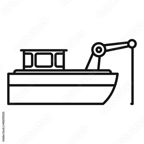 Fishing ship icon. Outline fishing ship vector icon for web design isolated on white background © anatolir