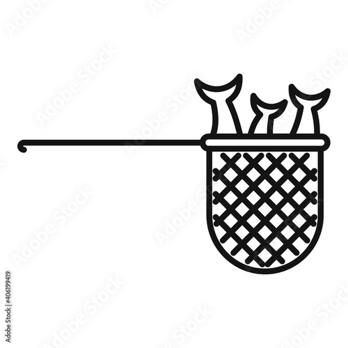 Fish catch net icon. Outline fish catch net vector icon for web design isolated on white background