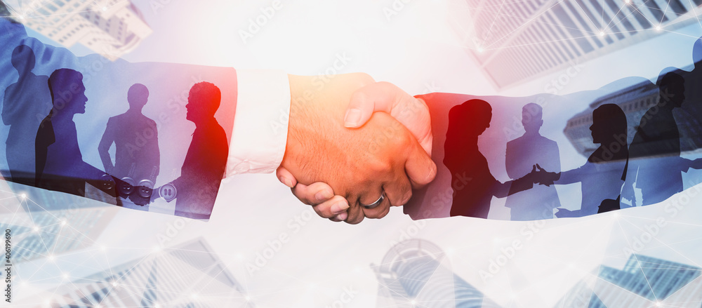 Abstract image of many business people together in group on background ...