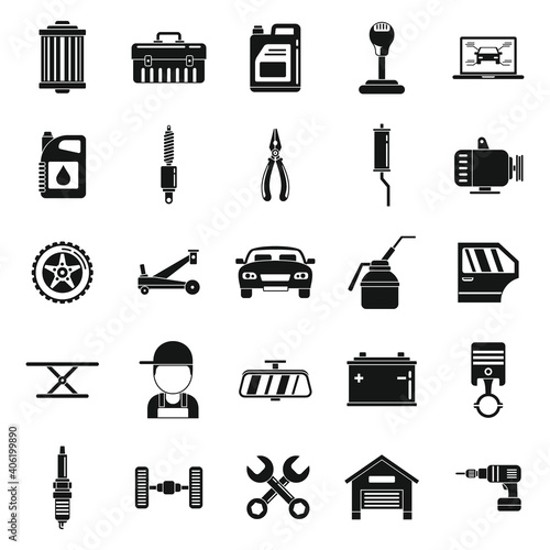 Auto mechanic service icons set. Simple set of auto mechanic service vector icons for web design on white background