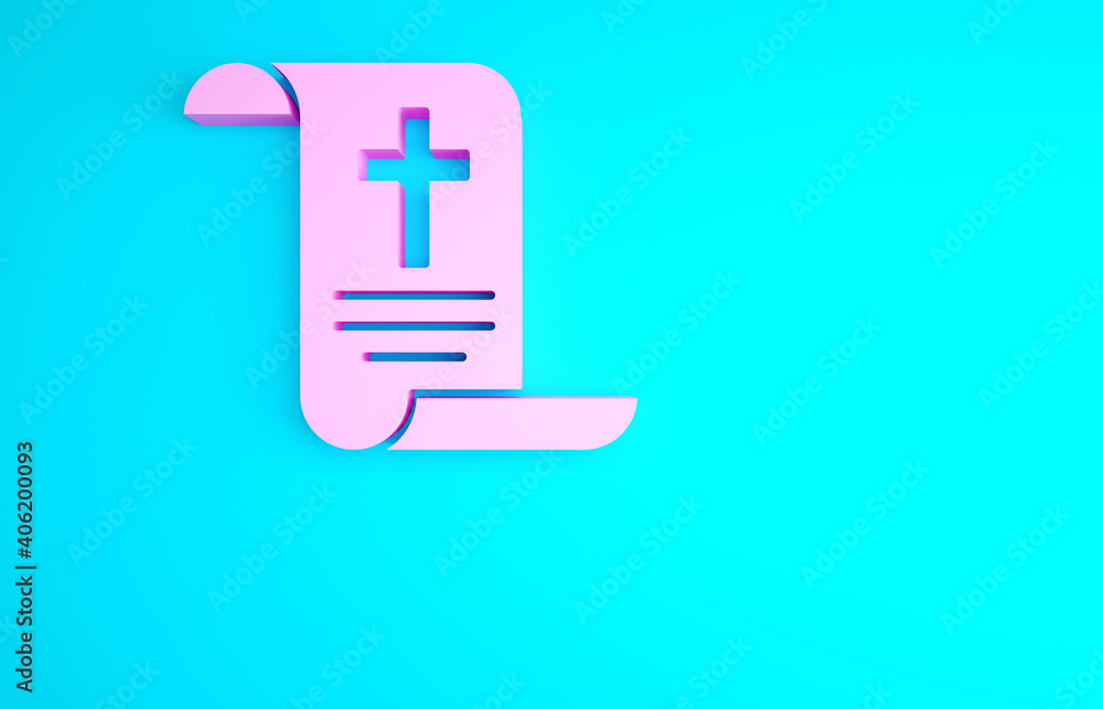 Pink Decree, paper, parchment, scroll icon icon isolated on blue background. Chinese scroll. Minimalism concept. 3d illustration 3D render. Pink Decree, paper, parchment, scroll icon icon isolated on blue background. Chinese scroll. Minimalism concept. 3d illustration 3D render.