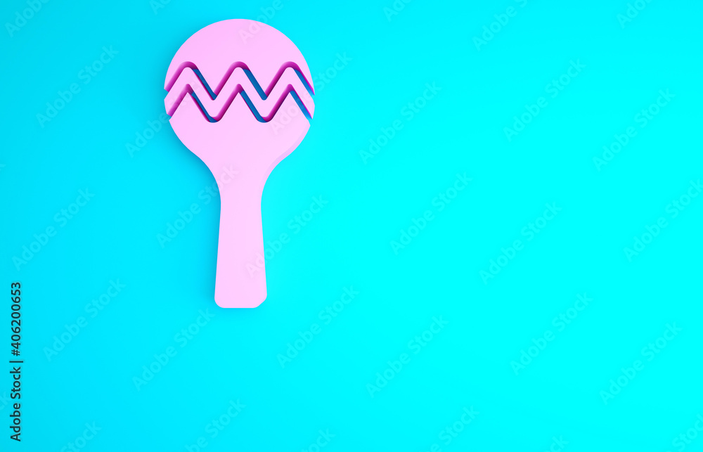 Pink Maracas icon isolated on blue background. Music maracas instrument mexico. Minimalism concept. 3d illustration 3D render. Pink Maracas icon isolated on blue background. Music maracas instrument mexico. Minimalism concept. 3d illustration 3D render.