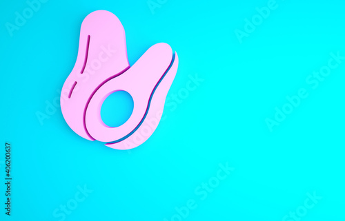 Pink Avocado fruit icon isolated on blue background. Minimalism concept. 3d illustration 3D render.