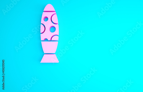 Pink Floor lamp icon isolated on blue background. Minimalism concept. 3d illustration 3D render.