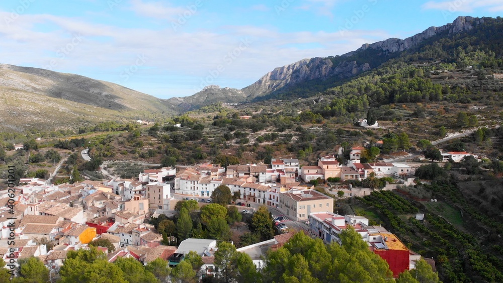 Aerial view of Benialí village in Alicante, Spain