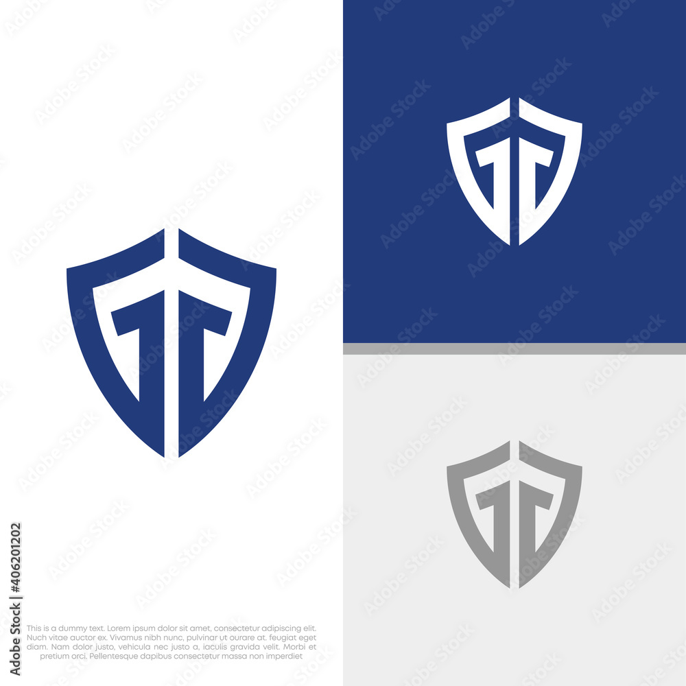 Shield Initials G GG logo design. Initial Letter Logo. Shield Initials G GG logo design. Initial Letter Logo.