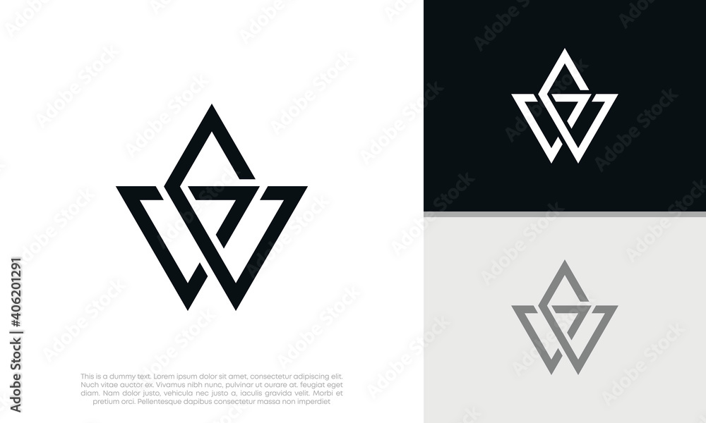 Initials WG logo design. Initial Letter Logo. Initials WG logo design. Initial Letter Logo.